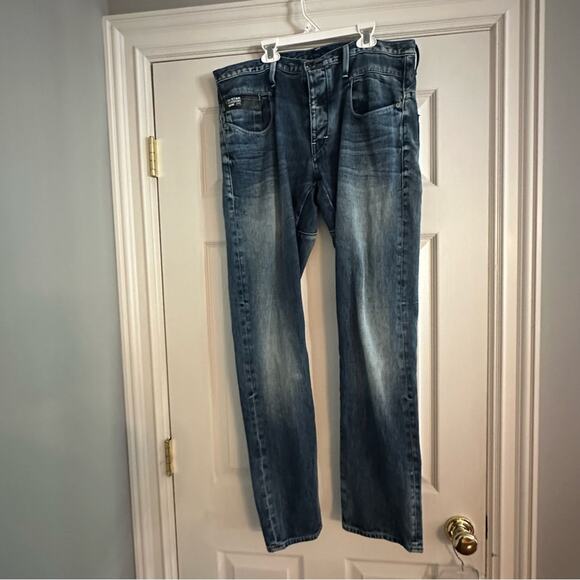 G-STAR RAW Blades Streetwear Blue Jeans Back Buckle Size 36 x 34 Distressed - Picture 10 of 13